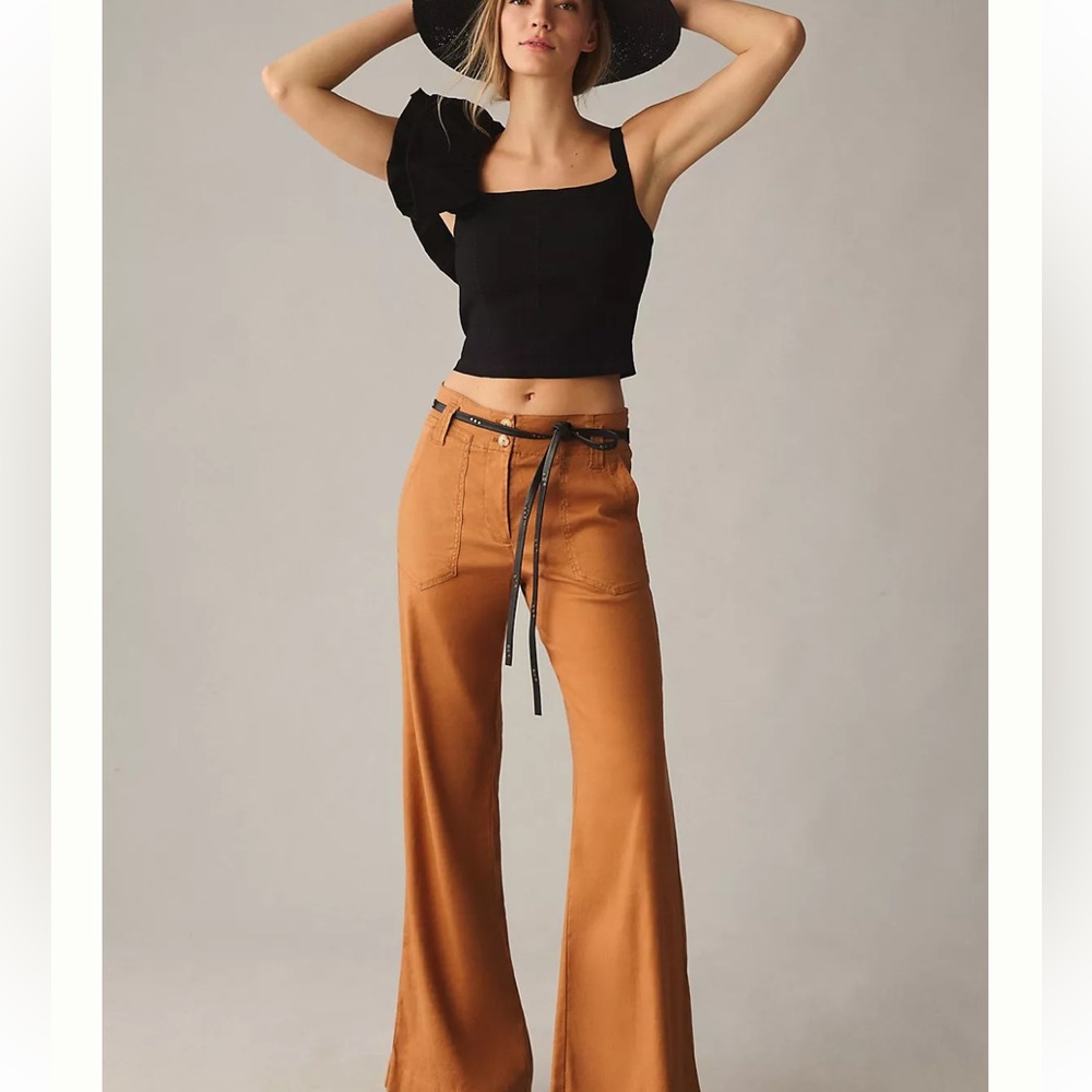 ANTHROPOLOGIE THE MAEVE‎ NAOMI WIDE-LEG FLARE PANT IN RUST BROWN COASTAL COWGIRL - Picture 5 of 15